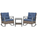 3pc Wicker Rocking Chair Set with Cushions H15625