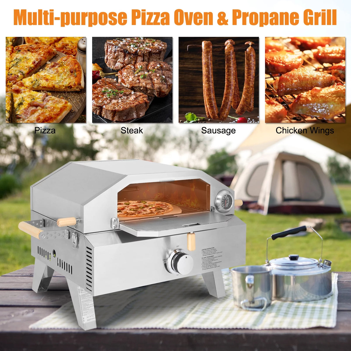 12 Inch 2-in-1 Gas Pizza Oven & Propane Grill A474361
