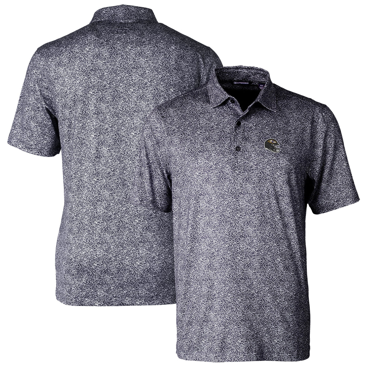 Men's Black Print Stretch Polo N44821