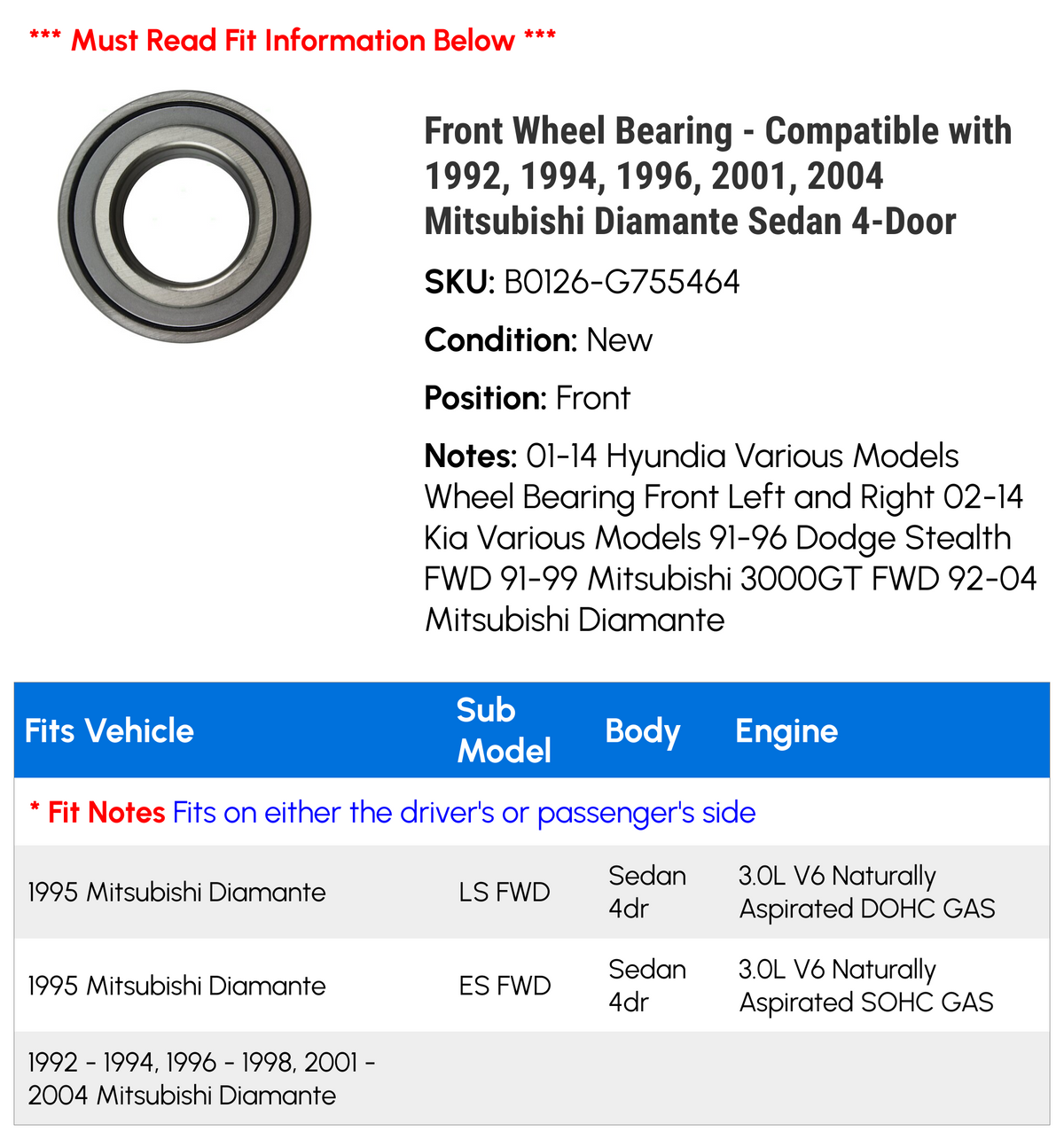 Front Wheel Bearing J625