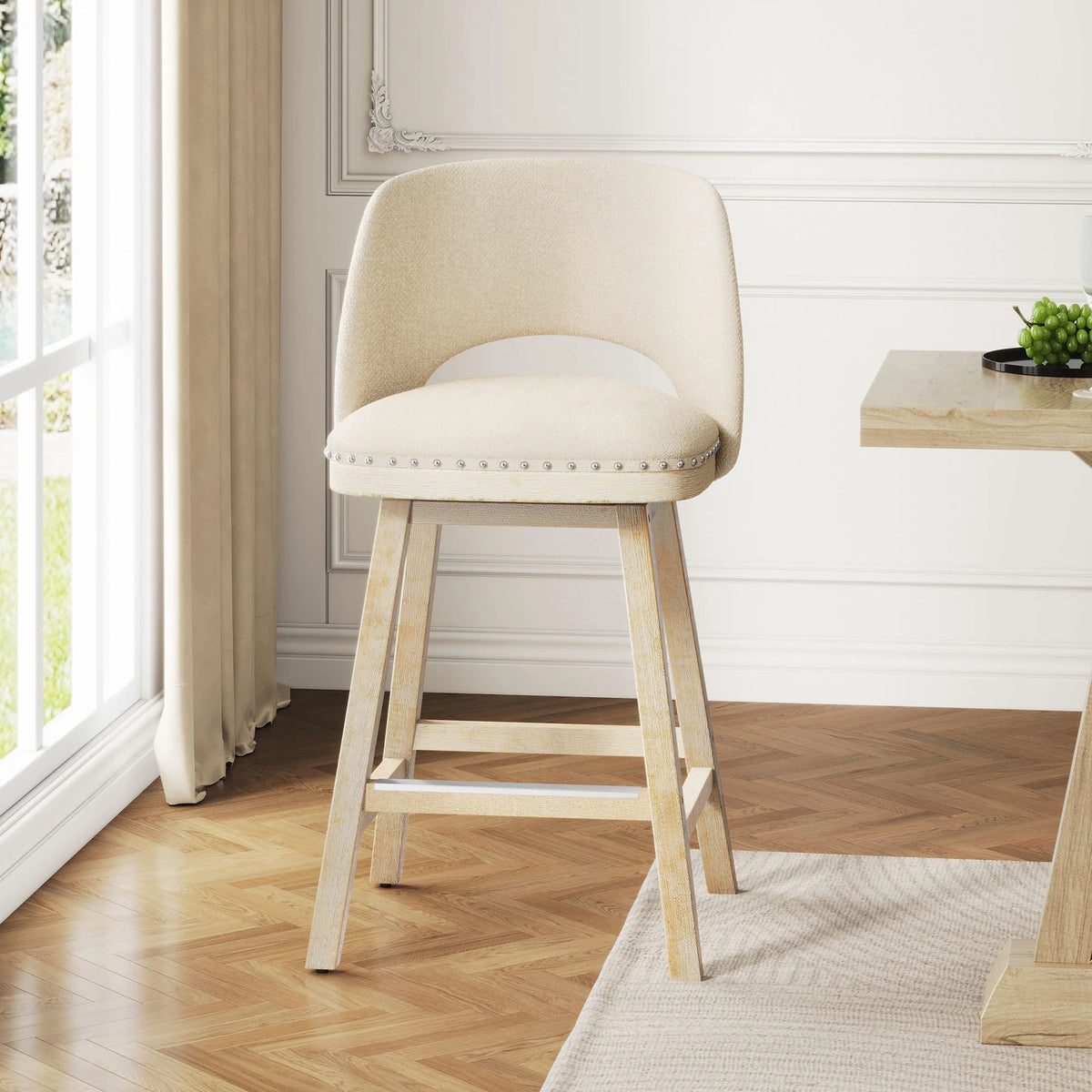 Swivel Counter Stool with Rubber Wood H255586