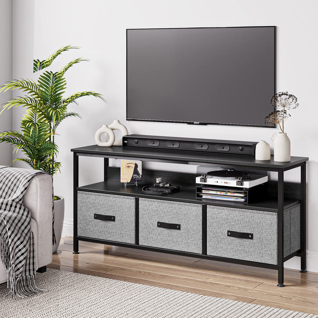 Grey Dresser TV Stand with Drawers and Shelves T26178