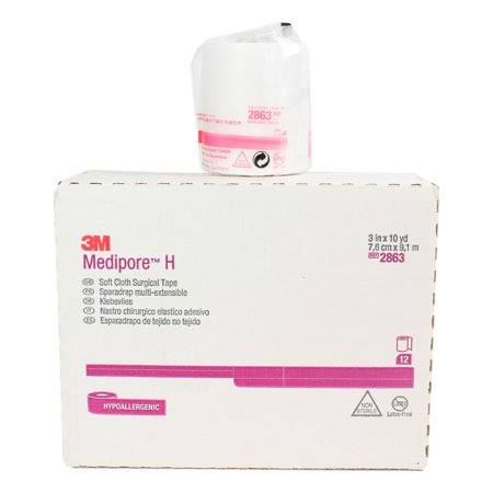 Soft Cloth Surgical Tape 3 inch x 10 yd Case of 12 Rolls A4366