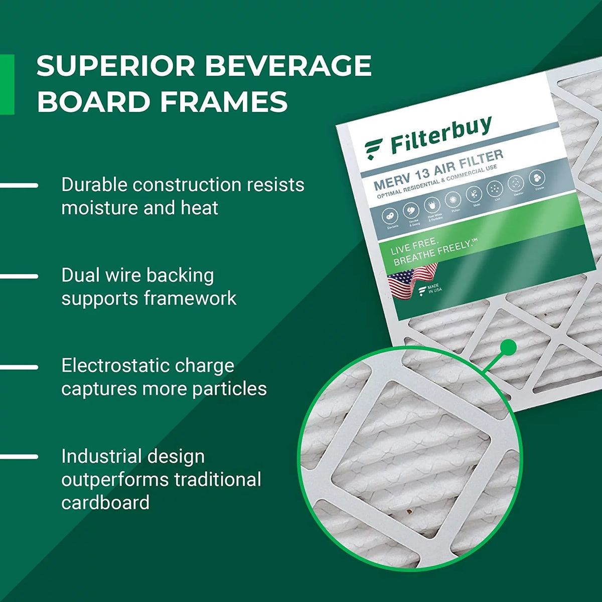 16x25x5 MERV 13 Pleated HVAC Air Filters 4-Pack X3682