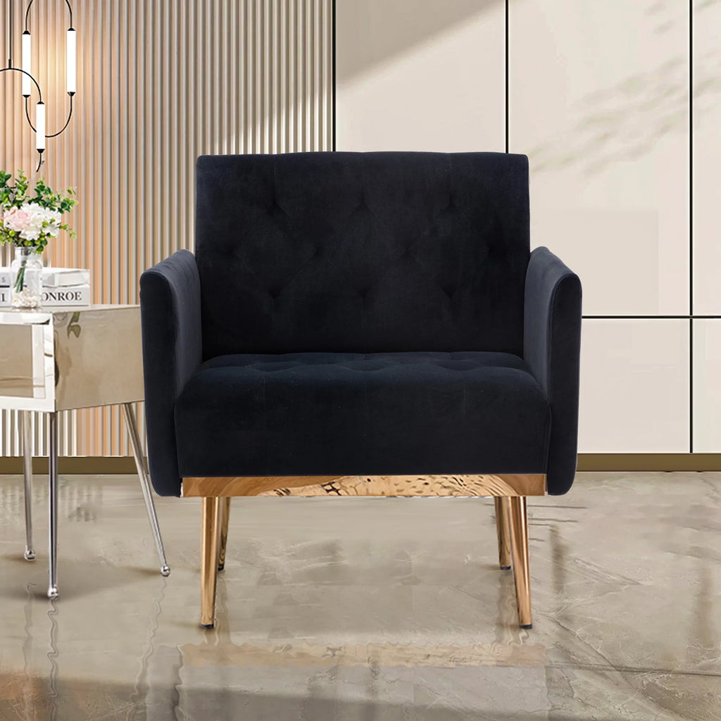 Green Velvet Upholstered Accent Chair with Metal Legs J718