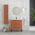Column Cabinet Autumn Oak Wood Finish Black Handles Y619653