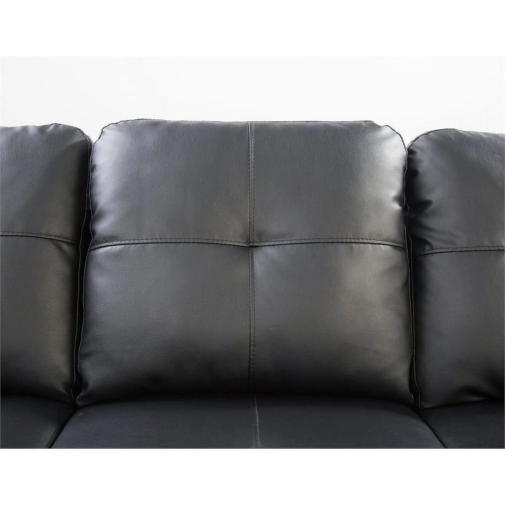 Faux Leather Sectional Sofa in Black C71917