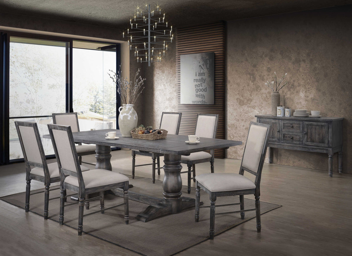 88" Light Gray and Gray Solid Wood Dining Table T726