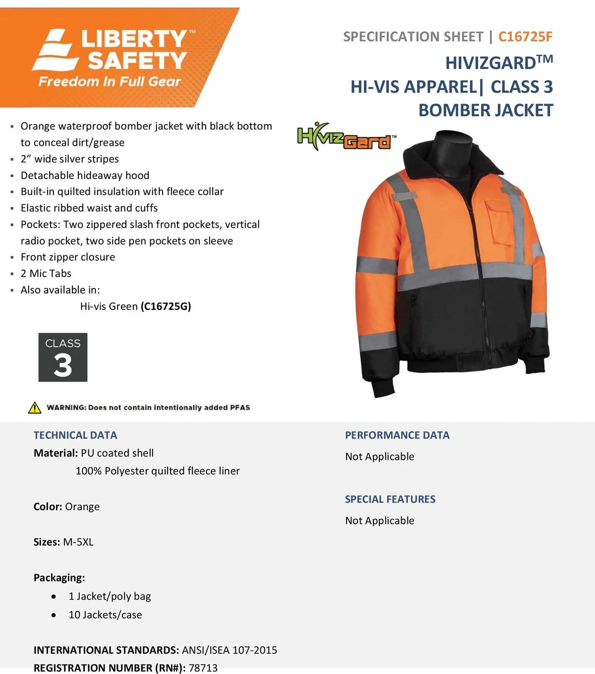 High Visibility Orange Insulated Safety Bomber Winter Work Jacket Coat With Quilted Liner & Black Bottom, Size Large P71481