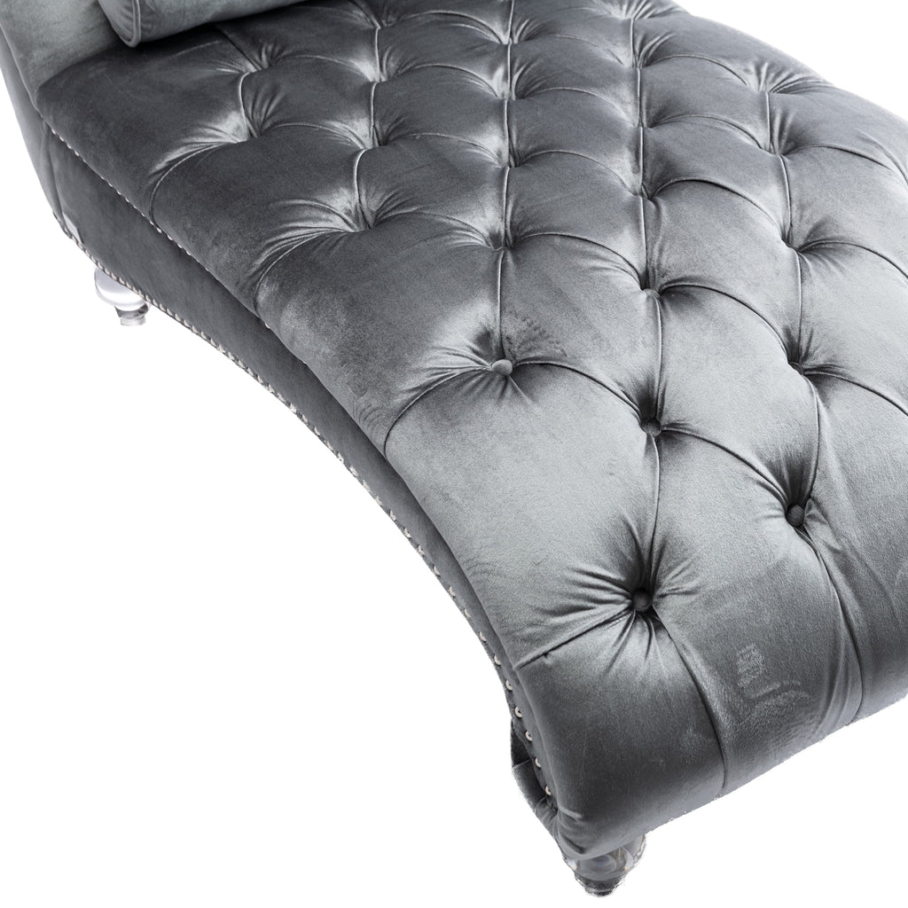 Velvet Recliner Sofa with Acrylic Feet A944875