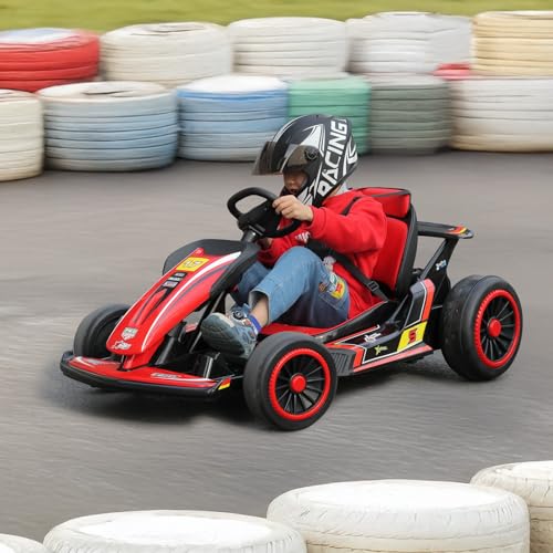 24V Battery Powered Electric Go Kart with 150 * 2 Motors, Red Y532798