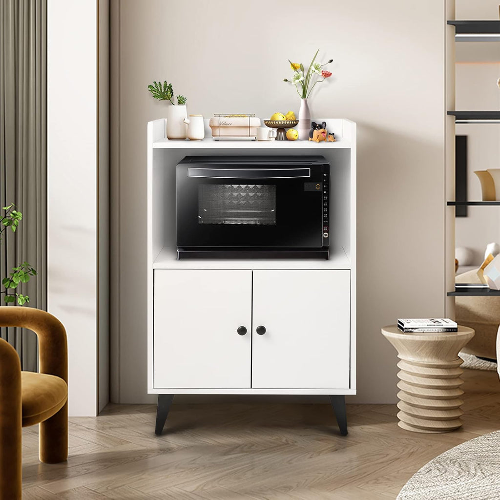 White Microwave Cabinet with Doors, 24x35 U507