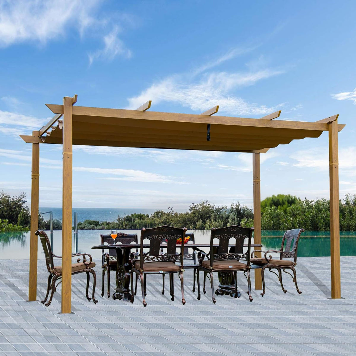 Aluminum Retractable Outdoor Pergola 10x10ft S291