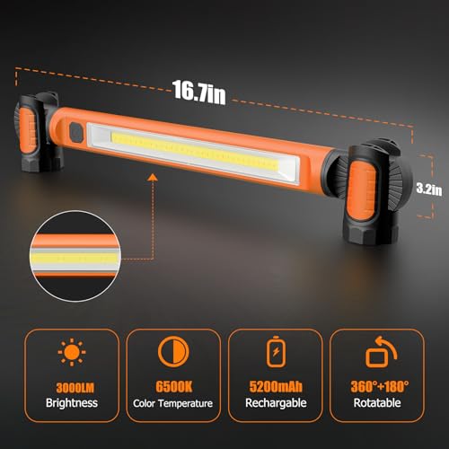 3000LM Magnetic Rechargeable LED Work Light J3545
