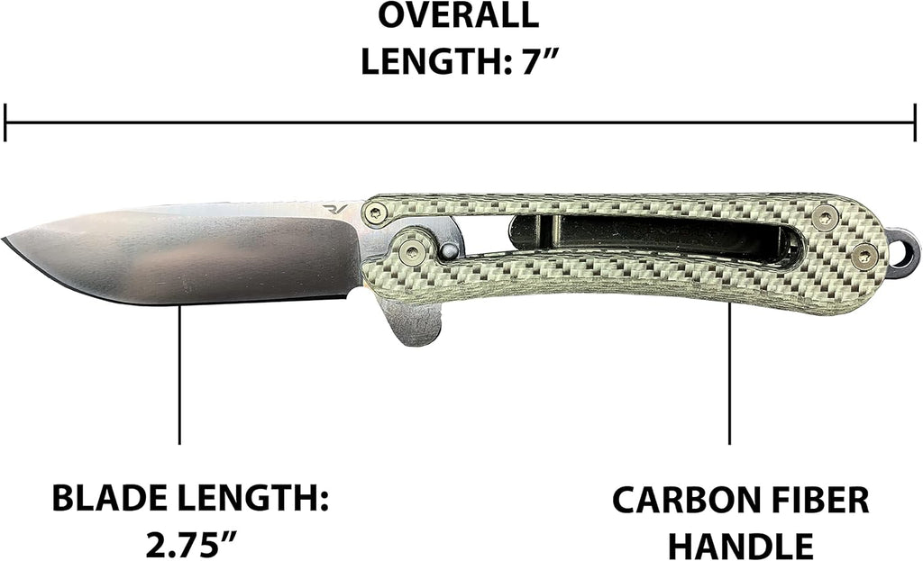 Folding EDC Pocket Knife VG10 Stainless Steel 2.75” Blade White Carbon Fiber Handle X65436