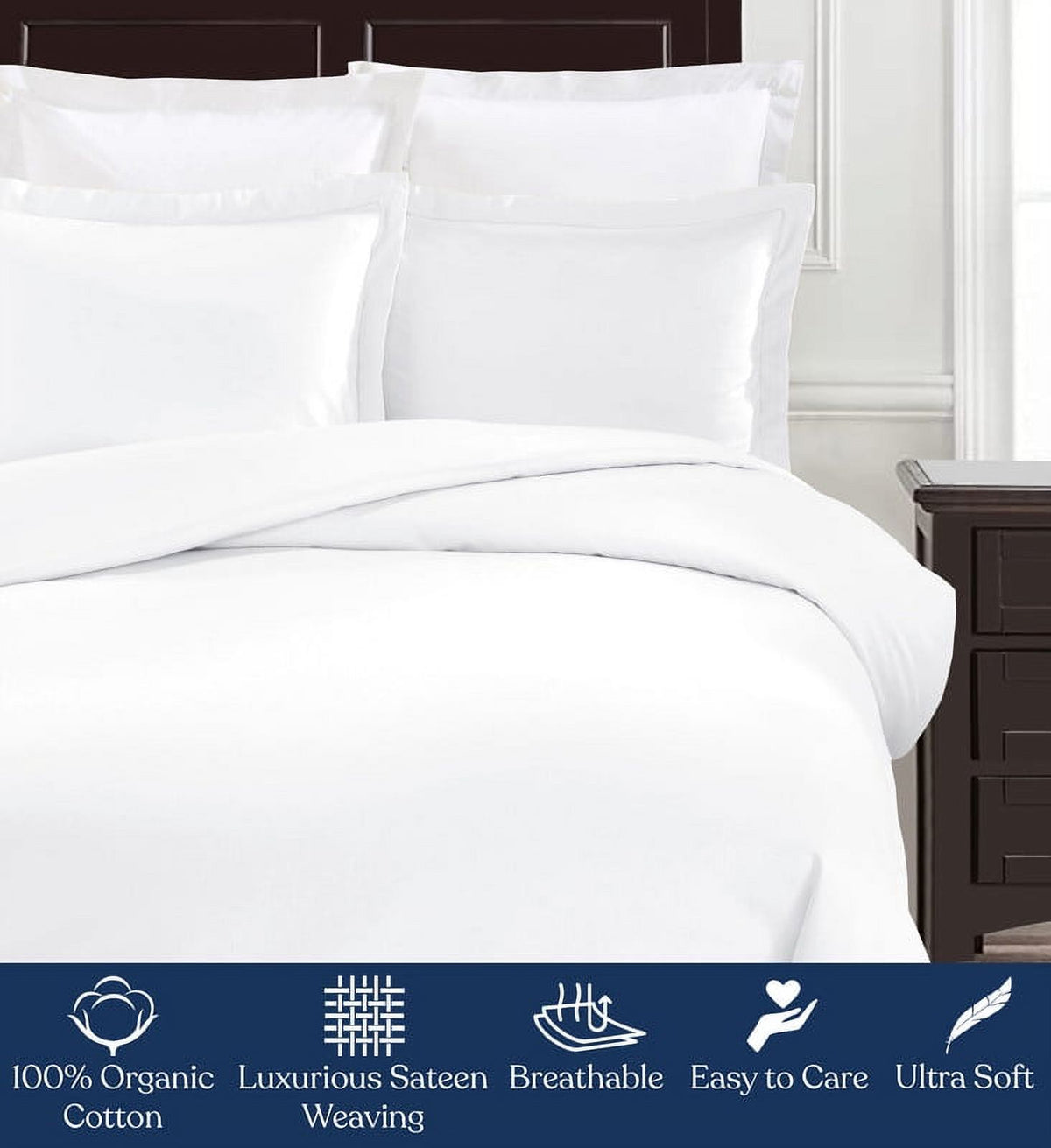 Euro Sham Pack of 2, 100% Organic Cotton, 400 Thread Count C15504