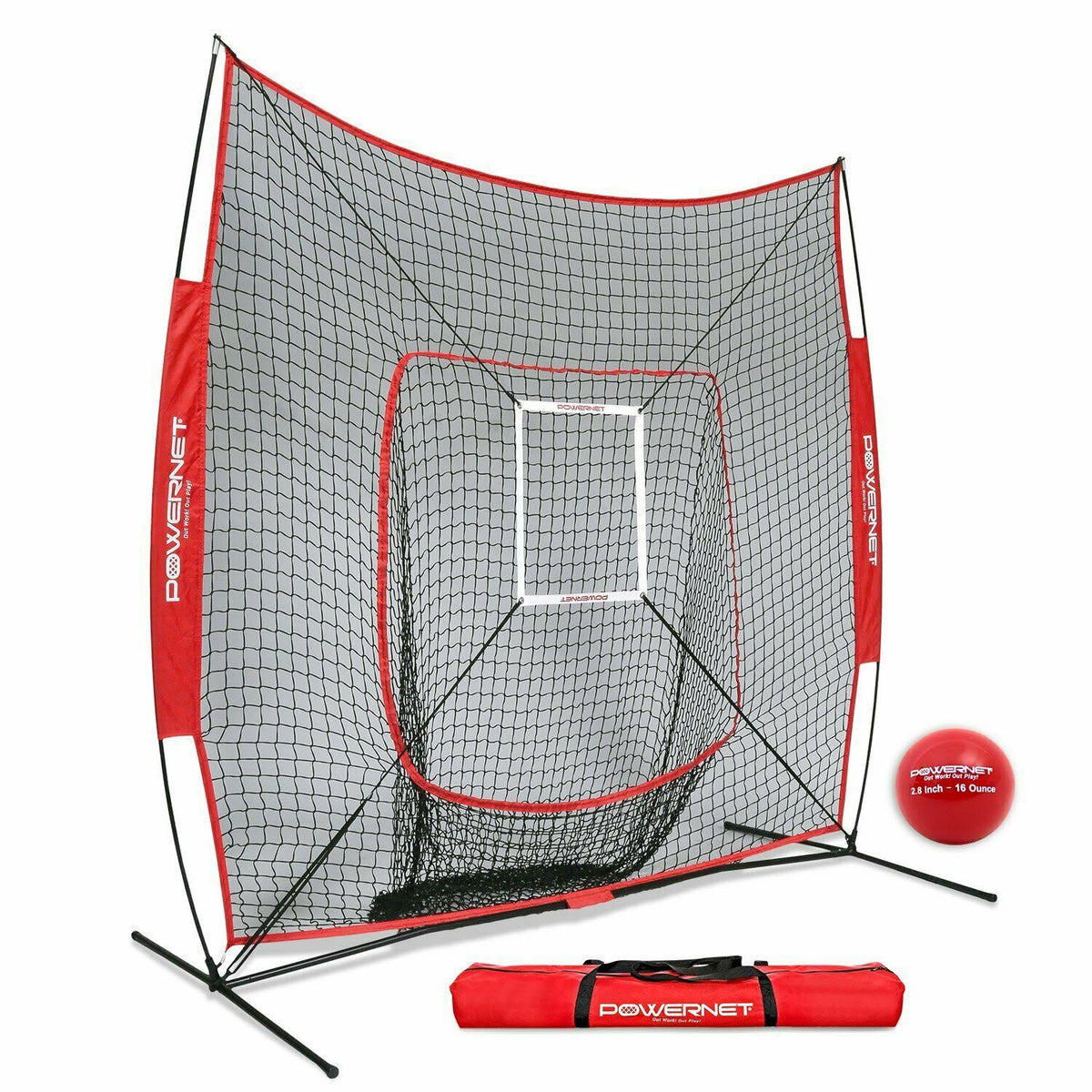 7x7 Baseball Softball Practice Net with Strike Zone and Training Ball F87367