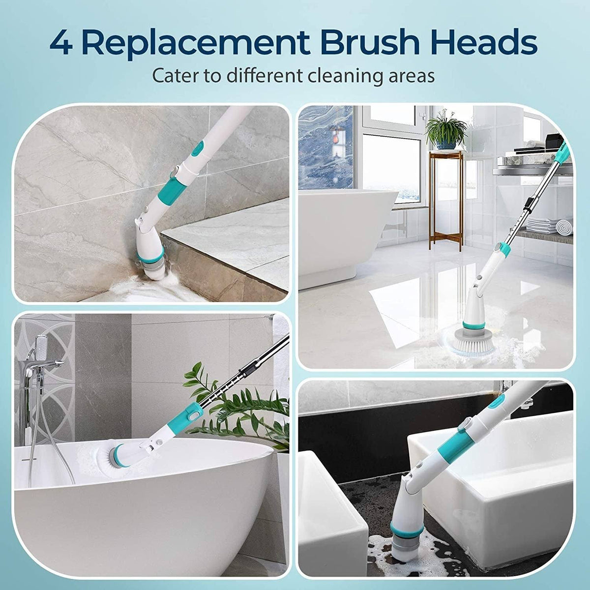 Electric Spin Scrubber with Adjustable Extension Handle T452