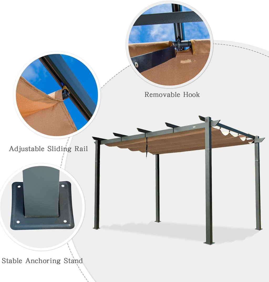 Aluminum Retractable Outdoor Pergola 10x10ft S291