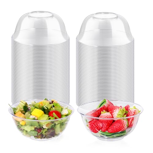 12 oz Clear Plastic Bowls 100 Pack Disposable Hard Small Bowls B243