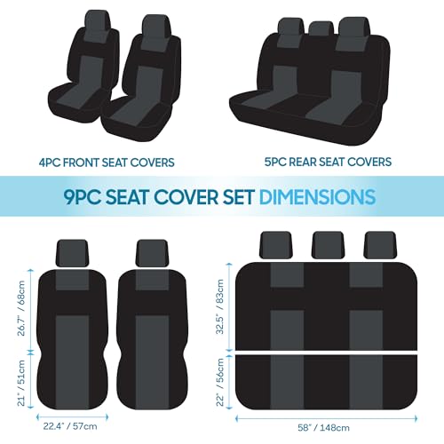 Solid Black Full Set Car Seat Covers Q3844