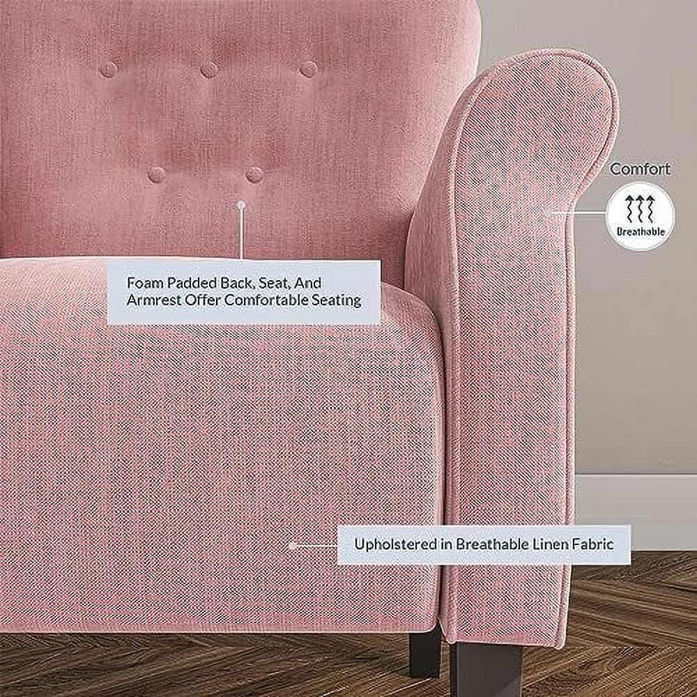 Modern Accent Chair High Back Floral Armchair with Wooden Legs Upholstered Wingback Side Chair Padded Armrest Single Sofa Q838273