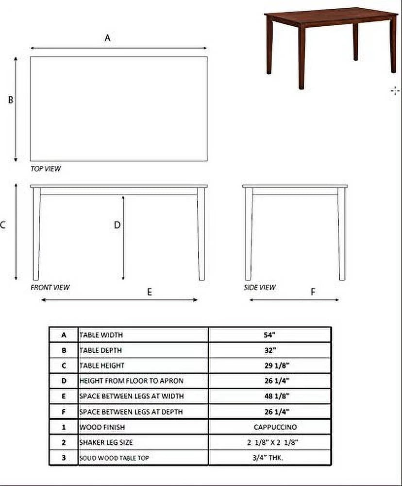 Cappuccino Rectangular Wood Dining Table P222091