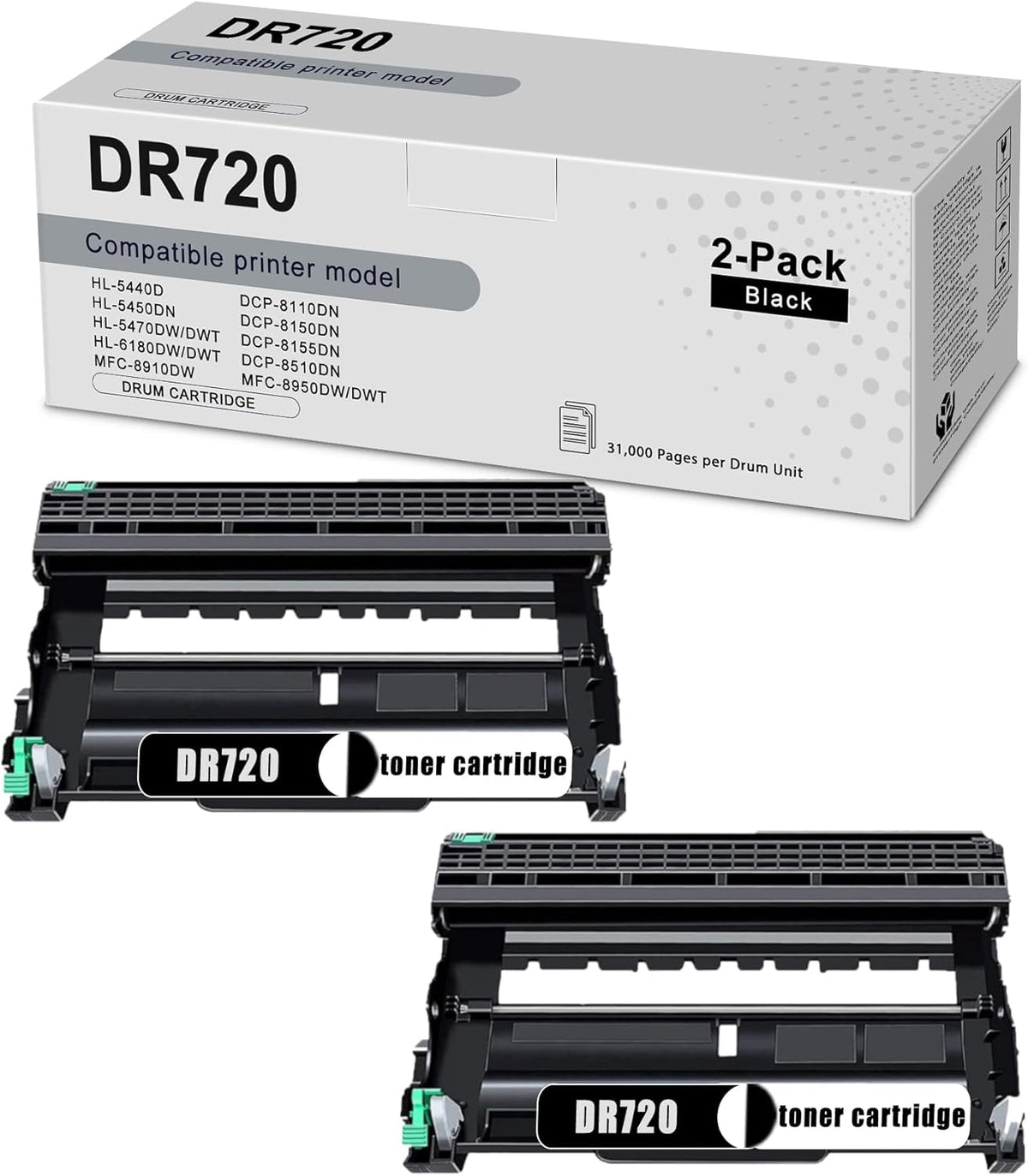 2 Pack Black Drum Unit Replacement for Brother Printer T450