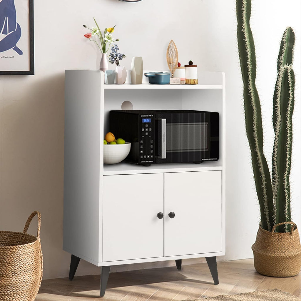 White Microwave Cabinet with Doors, 24x35 U507