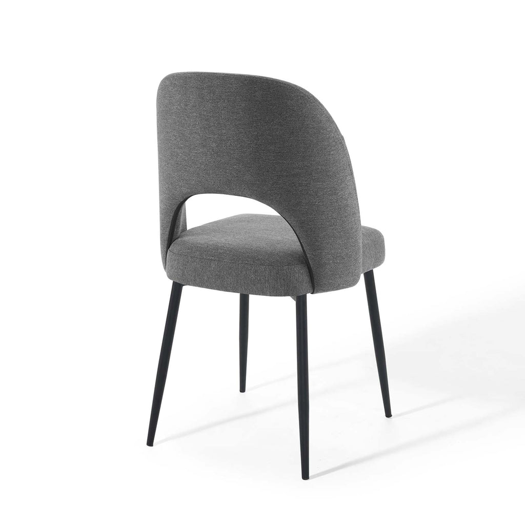 Black Charcoal Upholstered Fabric Dining Side Chair Set of 2 Q78068