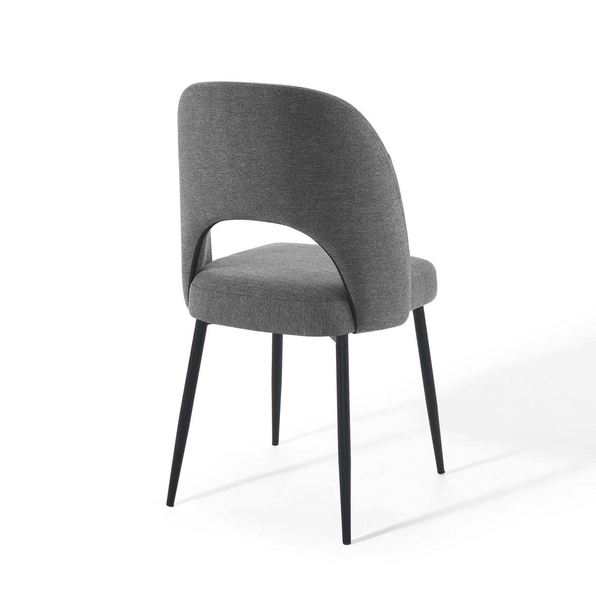 Black Charcoal Upholstered Fabric Dining Side Chair Set of 2 Q78068