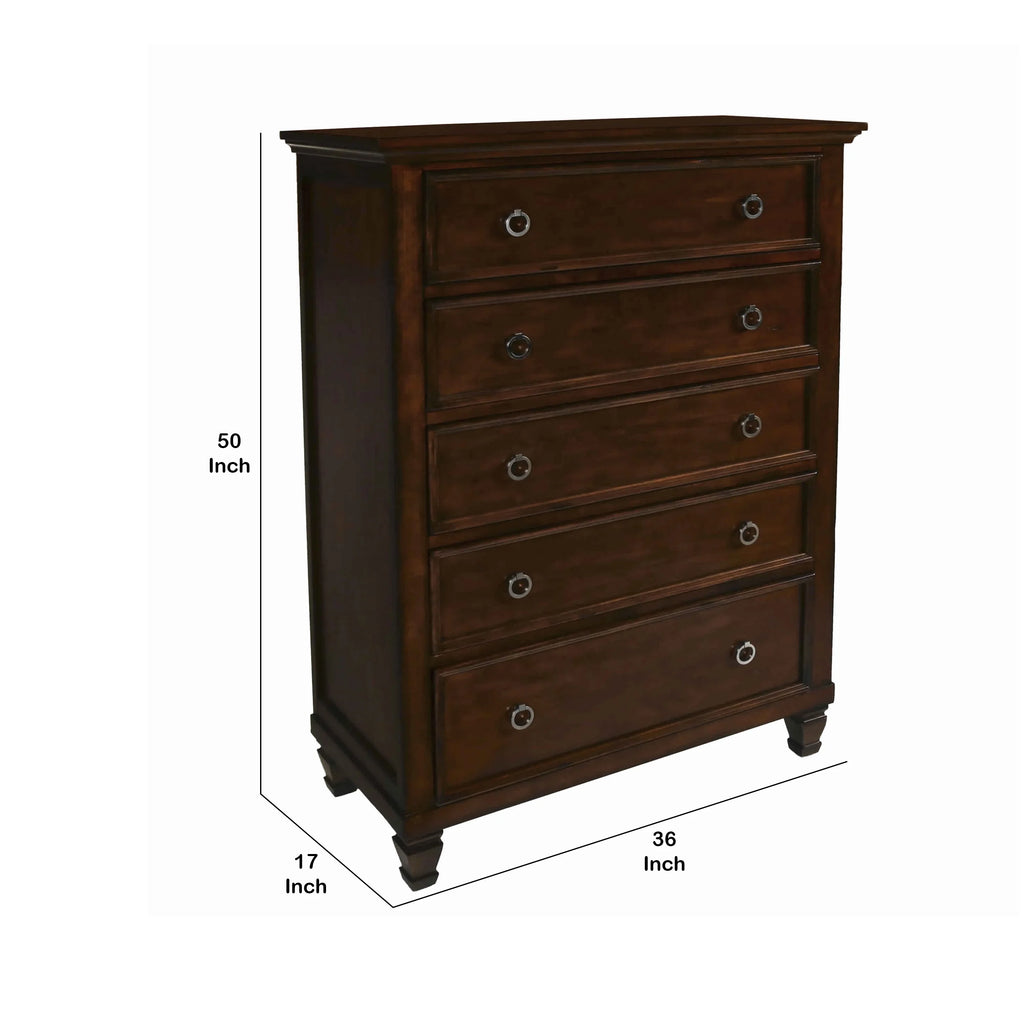 Brown 5 Drawer Wooden Chest Z55518