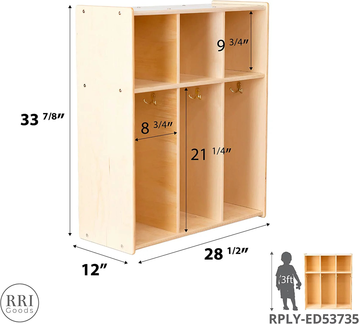 Wooden 3-Section Coat Locker Cubby Rack Q931349