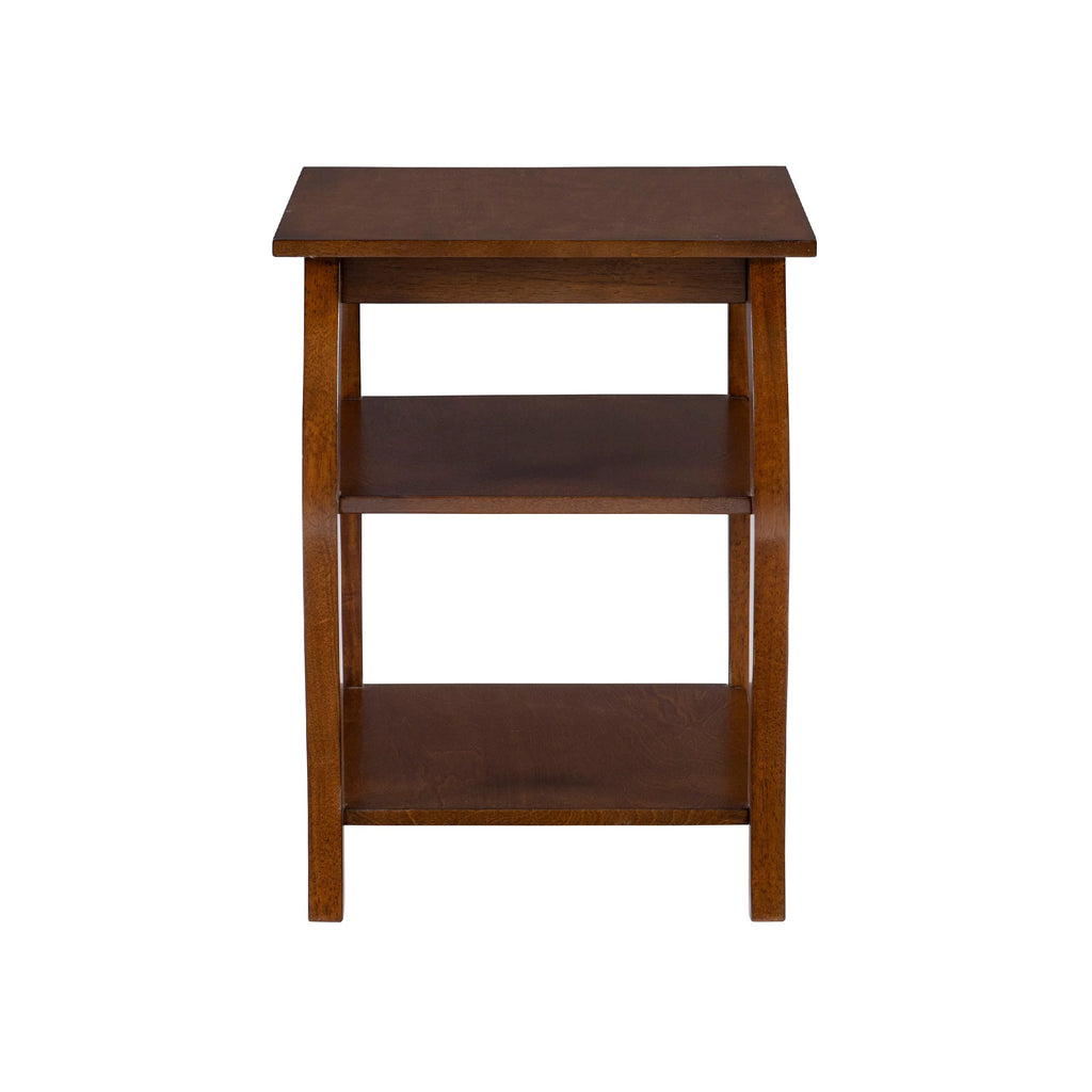 2- Shelf Indoor Accent Side Table, 23" Tall, Hazelnut J519