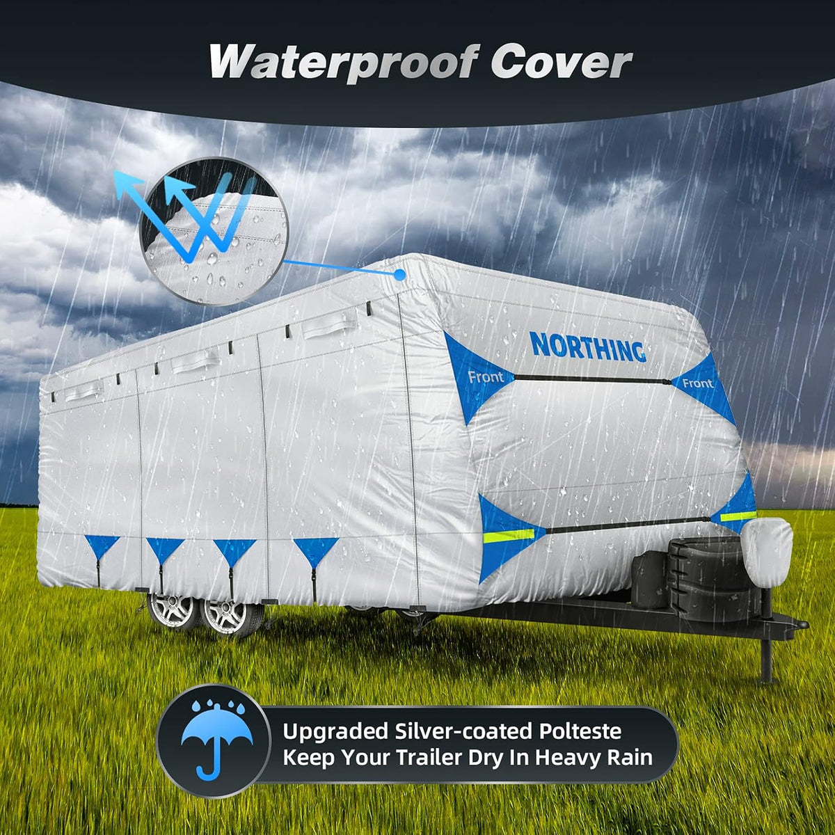 Silver Coating Travel Trailer RV Cover for 27-30 ft P748316