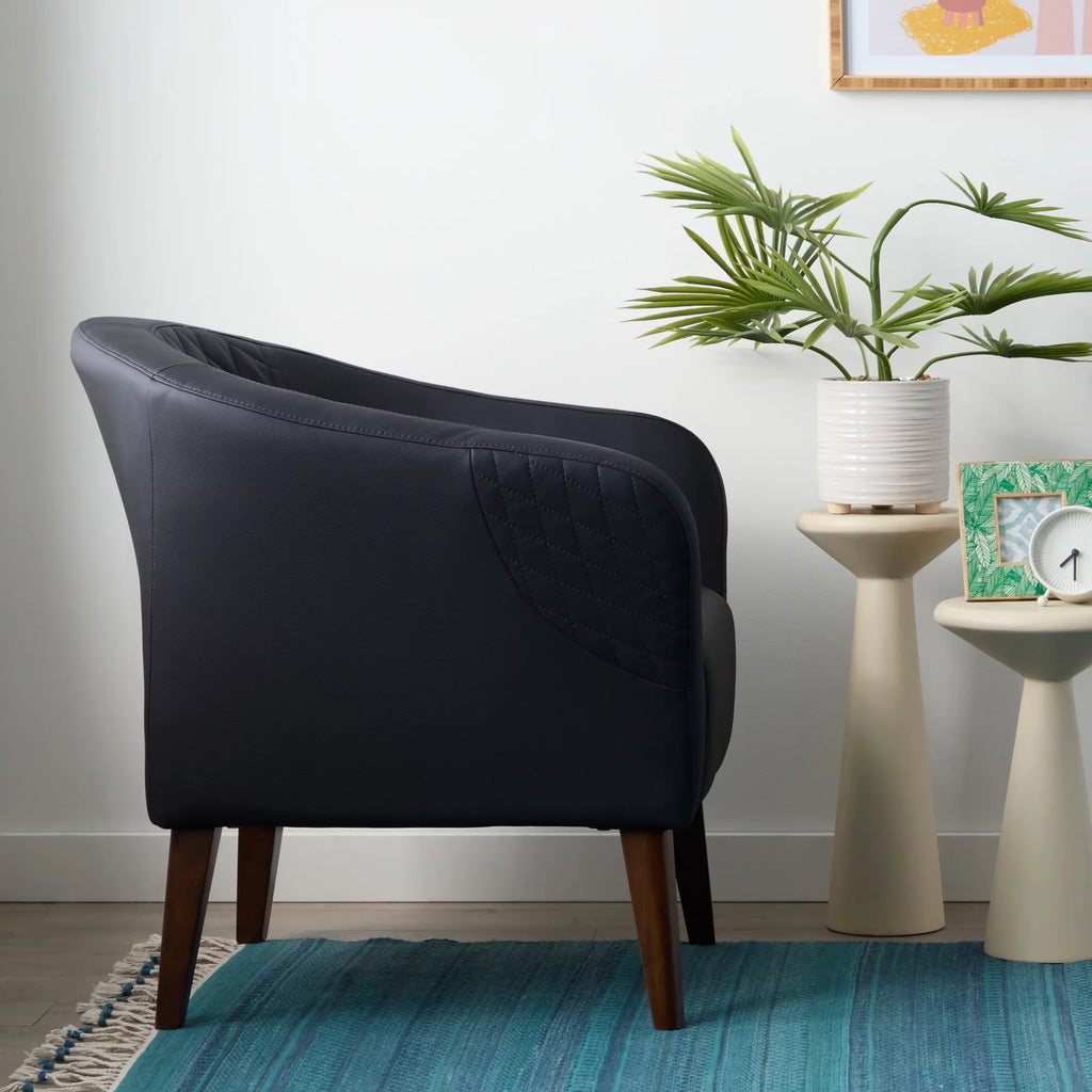 Black Faux Leather Club Chair P746