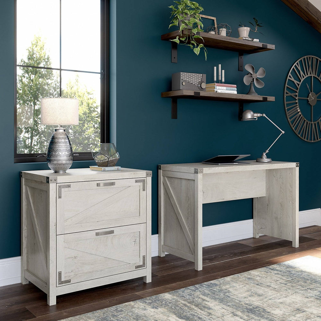 Farmhouse Writing Desk with 2 Drawer Lateral File Cabinet L487805