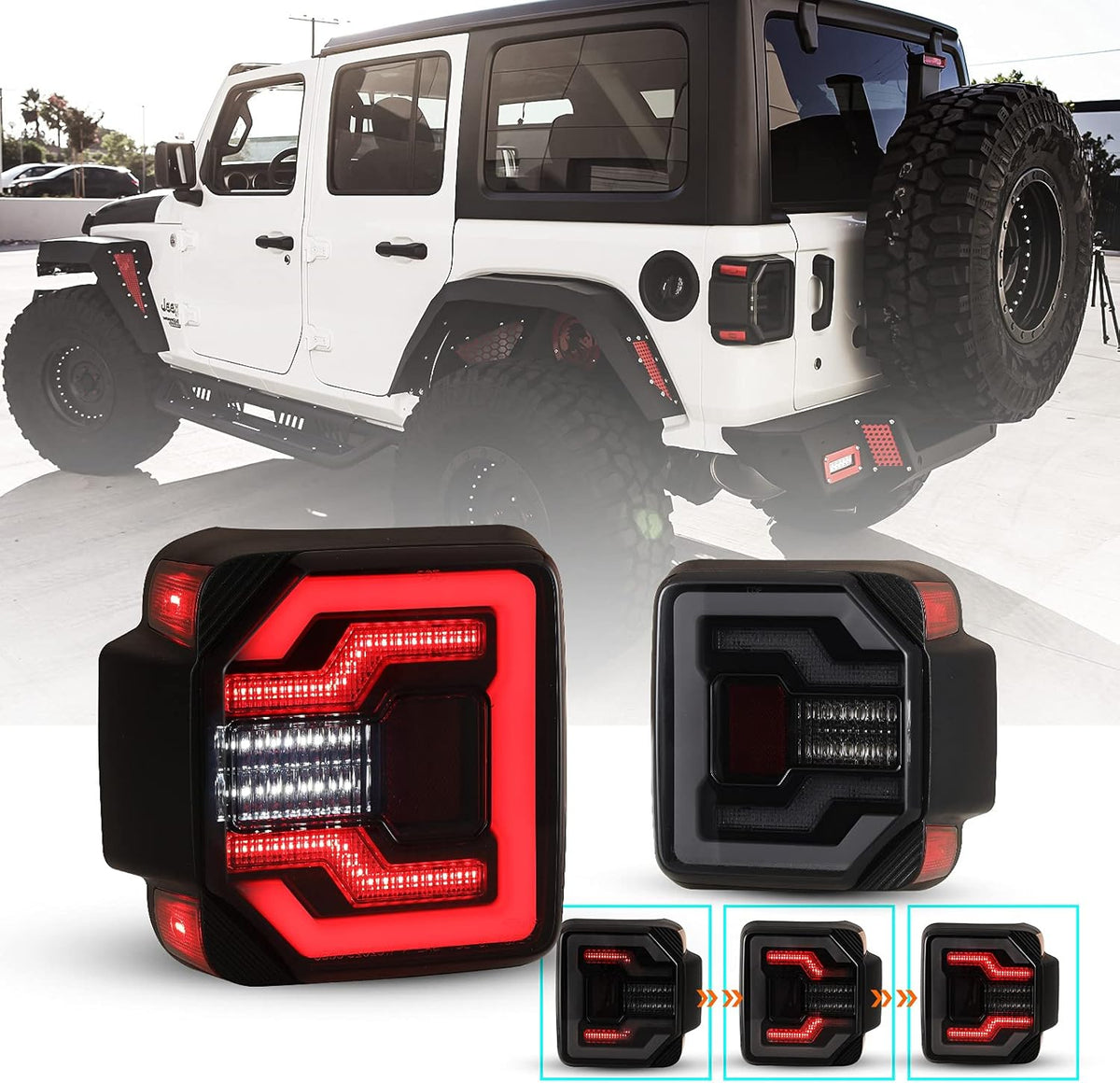 Smoked Lens LED Tail Light Assembly for Jeep Wrangler JL T1660