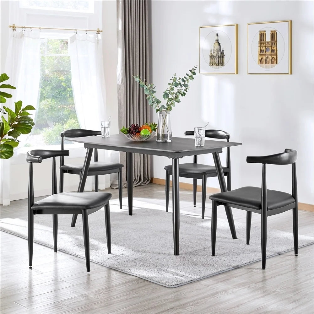 Armless Dining Chairs with Backrest Metal Legs Set of 2 X960