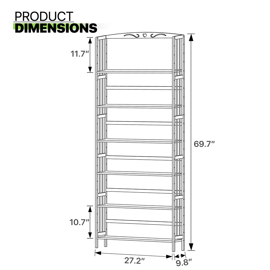 Bamboo 6 Tiers Open Bookshelf Z711436