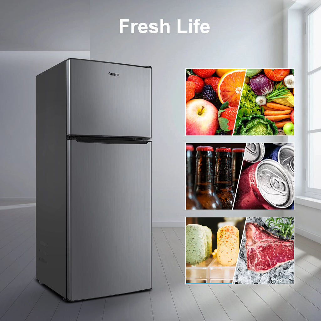 Stainless Steel Two Door Mini Refrigerator with Freezer X70897