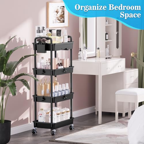 3-Tier Rolling Cart with Drawer & Lockable Wheels Y2227