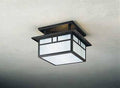 Antique Brass Cream Two-Light Semi-Flush Mount Light N3491
