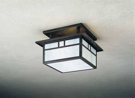 Antique Brass Cream Two-Light Semi-Flush Mount Light N3491