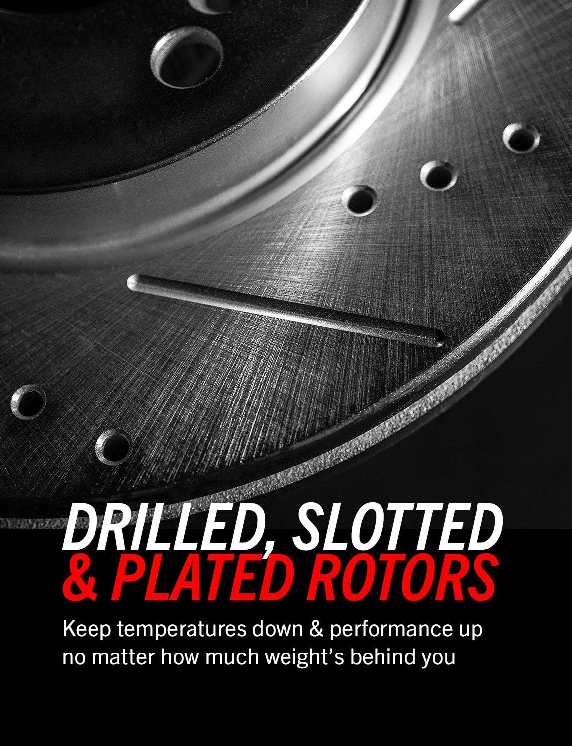 Front and Rear Carbon Fiber Ceramic Brake Kit with Drilled Slotted Rotors I749407