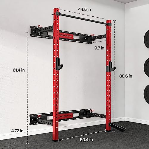 Wall Mounted Folding Squat Power Rack with Pull Up Bar D878138