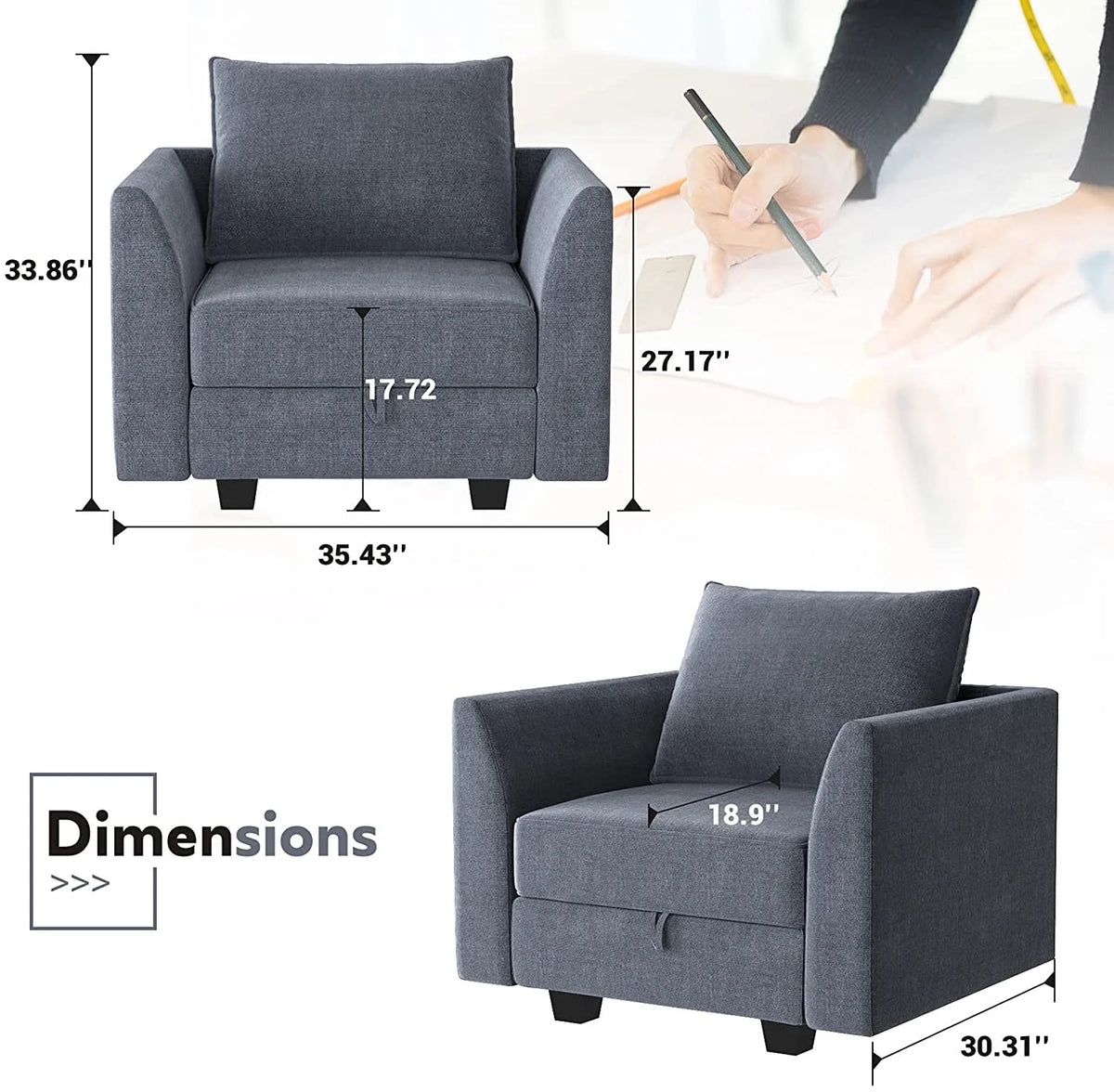 Upholstered Fabric Accent Chair with Pillow D965826