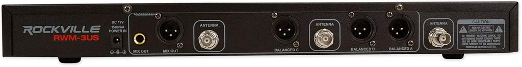 Triple Wireless UHF 3 Microphone System with Adjustable Frequency E38475
