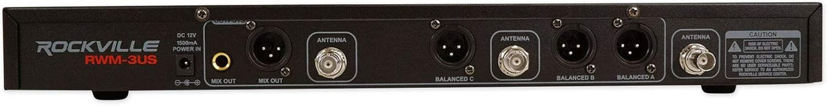 Triple Wireless UHF 3 Microphone System with Adjustable Frequency E38475