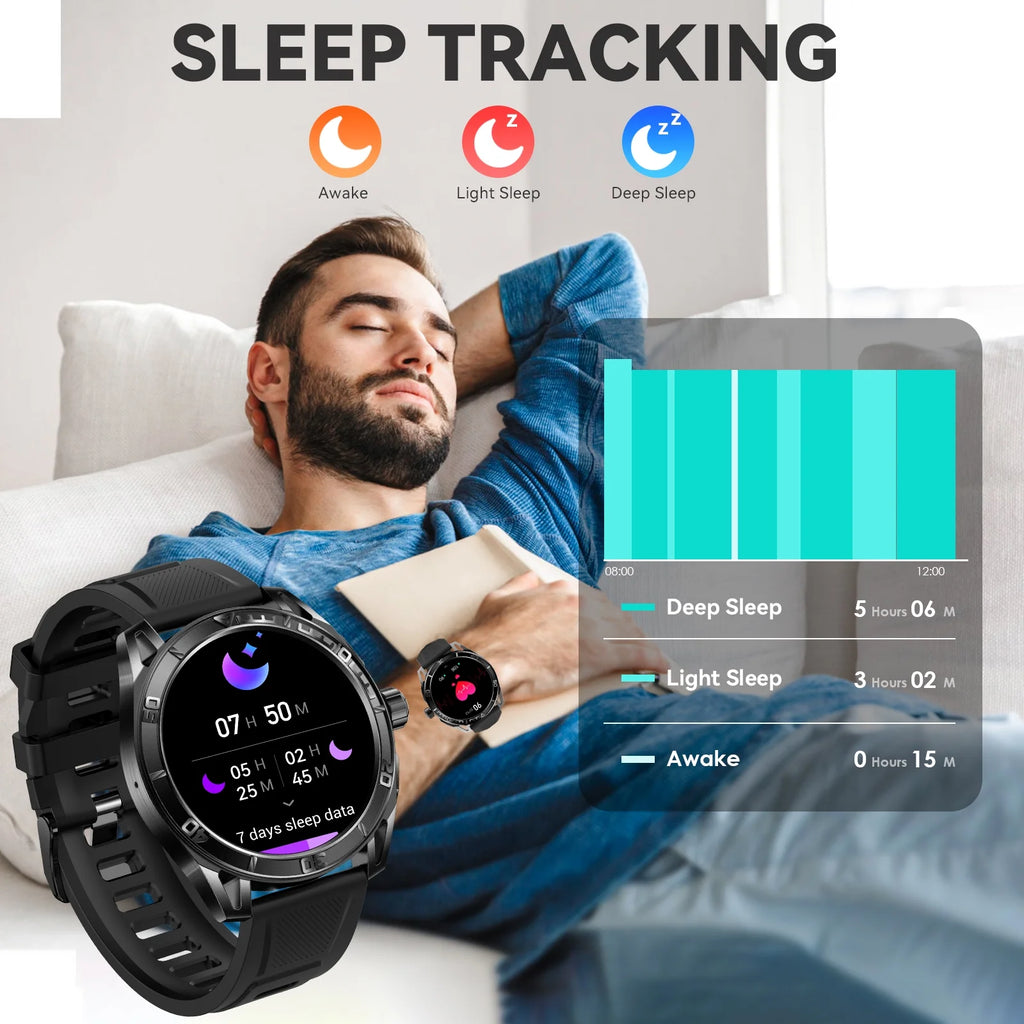 Smart Watch for Men 1.43'' HD AMOLED Screen Fitness Tracker Y95929